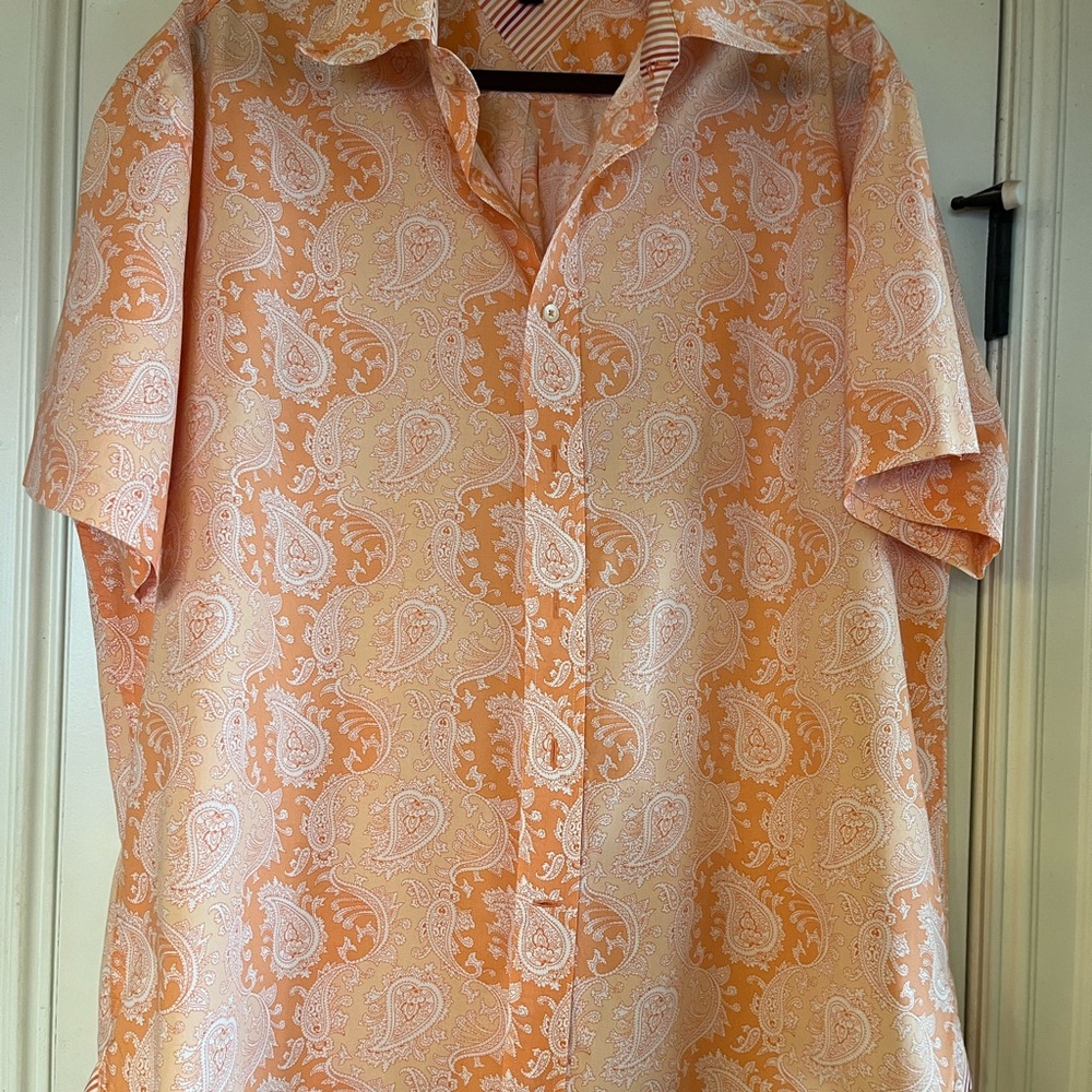 Tommy Hilfiger Orange Casual Button Down Shirt with Pattern